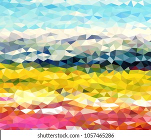 Vector, multicolor geometric background. Triangles, triangulation. Geometric mosaic, colored triangles, application in origami style. Abstract background for web. Abstract geometric triangle backgroun
