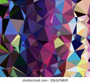 Vector, multicolor geometric background. Triangles, triangulation. Geometric mosaic, colored triangles, application in origami style. Abstract background for web.  