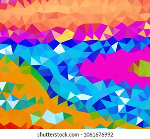Vector, multicolor geometric background. Triangles, triangulation. Geometric mosaic, colored triangles, application in origami style. Abstract background for web.  