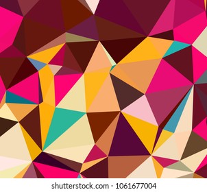Vector, multicolor geometric background. Triangles, triangulation. Geometric mosaic, colored triangles, application in origami style. Abstract background for web. 