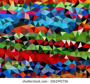 Vector, multicolor geometric background. Triangles, triangulation. Geometric mosaic, colored triangles, application in origami style. Abstract background for web.