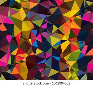 Vector, multicolor geometric background. Triangles, triangulation. Geometric mosaic, colored triangles, application in origami style. Abstract background for web