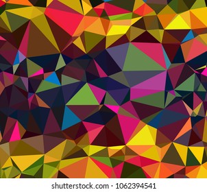 Vector, multicolor geometric background. Triangles, triangulation. Geometric mosaic, colored triangles, application in origami style. Abstract background for web