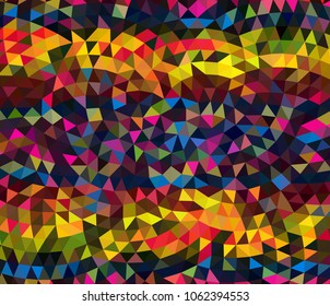 Vector, multicolor geometric background. Triangles, triangulation. Geometric mosaic, colored triangles, application in origami style. Abstract background for web