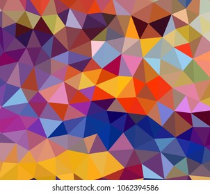 Vector, multicolor geometric background. Triangles, triangulation. Geometric mosaic, colored triangles, application in origami style. Abstract background for web