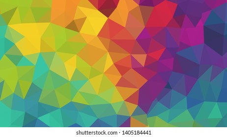 Vector, multicolor geometric background. Triangles, triangulation. Geometric mosaic, colored triangles, application in origami style. Abstract background for web.