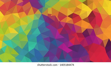 Vector, multicolor geometric background. Triangles, triangulation. Geometric mosaic, colored triangles, application in origami style. Abstract background for web.
