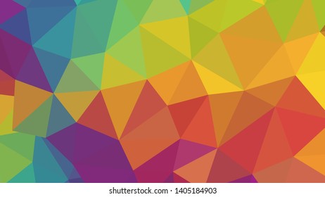 Vector, multicolor geometric background. Triangles, triangulation. Geometric mosaic, colored triangles, application in origami style. Abstract background for web.