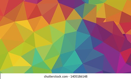 Vector, multicolor geometric background. Triangles, triangulation. Geometric mosaic, colored triangles, application in origami style. Abstract background for web.