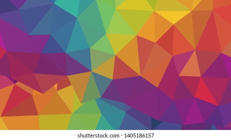Vector, multicolor geometric background. Triangles, triangulation. Geometric mosaic, colored triangles, application in origami style. Abstract background for web.