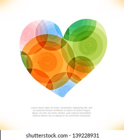 Vector multicolor heart. Love shiny banner. Beauty element for gifts, cards, invitations