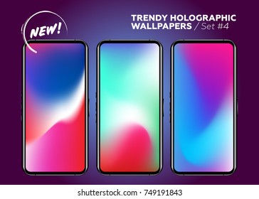 Vector Multicolor Holographic Wallpapers for Smartphone  Vibrant Gradients Device Display  Blurred Colored Waves  Futuristic Patterns  Trendy Design  Abstract Liquid Fluid 
