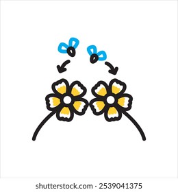 Vector multicolor icon for cross pollination