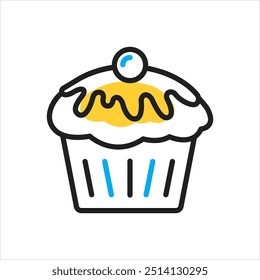 Vector multicolor icon for cupcake