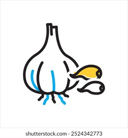 Icono multicolor del Vector para el ajo