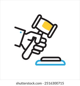 Vector multicolor icon for judge hammer