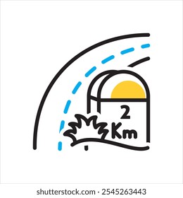 Vector multicolor icon for km