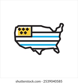 Vector multicolor icon for united states