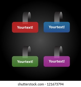 Vector Multicolor Labels on Black