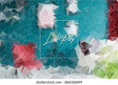 Vector  Multicolor Low Poly Geometrical Background with triangles. Colorful low poly illustration for card, poster or wallpaper.