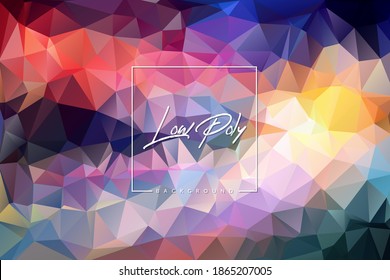 Vector  Multicolor Low Poly Geometrical Background with triangles. Colorful low poly illustration for card, poster or wallpaper.