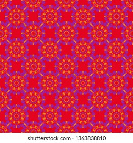 Vector multicolor mandalas in orange, pink and violet colors. Geometric seamless pattern circular ornament. Perfect for any kind of design, wedding, birthday, holidays, kaleidoscope, medallion.