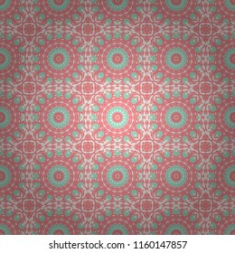 Vector multicolor pattern in turkish style. Seamless ceramic tile with colorful patchwork. Design in pink, blue and white colors. Islam, Arabic, Indian, ottoman motifs.