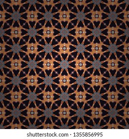 Vector multicolor pattern in turkish style. Seamless ceramic tile with colorful patchwork. Islam, Arabic, Indian, ottoman motifs. Design in black, red and orange colors.