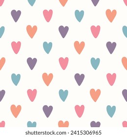 Vector multicolor polka hearts seamless pattern. Perfect for fabric, scrapbooking, wallpaper projects