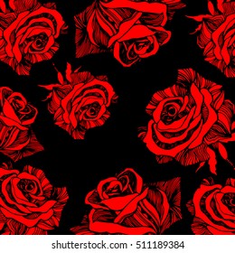 Vector multicolor rose flowers. Vector stylized roses.