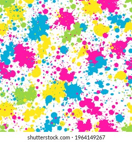 Vector multicolor seamless pattern from pink, blue, yellow, green blots. Free form abstract spots. Design for textile, wallpaper, wrapping paper, scrapbooking, notebook cover.