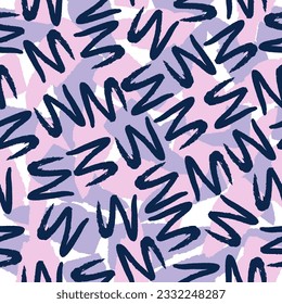 Vector multicolor seamless pattern from pink, blue, purple blots. Free form abstract spots.
