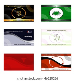 Vector multicolor set of business cards / banners / wallpapers, with genuine logos, fully editable with no transparency.