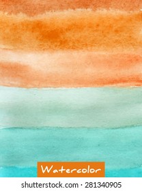 Vector multicolor striped watercolor hand drawn background