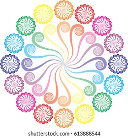vector multicolor swirl flower