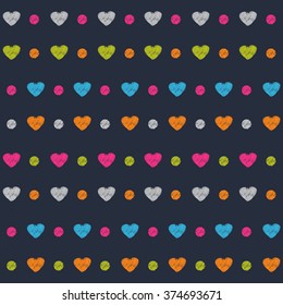 Vector multicolor  Watercolor hearts and circle grunge pattern on a dark background or site web page woman