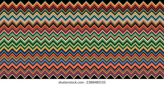 Vector Multi-Color Zig Zag Ethnic pattern, with colorful colors, Vector wallpaper, for textiles, carpets and others.