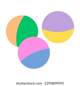 Vector multi-colored balls. Marshmallow balls for cats. Toy for animals. Multicolored elipses. Flat style vector illustration. 