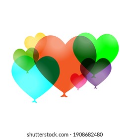 Vector multicolored balls in the shape of a heart, isolated on a white background. A festive decoration element for a greeting card.