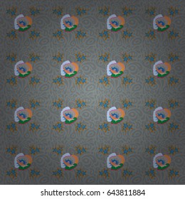 Vector multicolored branches with flowers. Small flowers seamless pattern in blue and pink colors. Vector illustration.