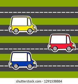 vector multicolored cars on track