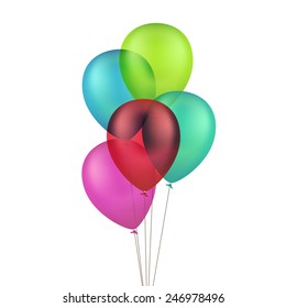 Vector Multicolored Colorful Balloons Isolated on White Background