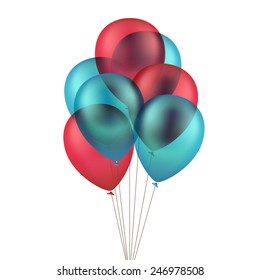 Vector Multicolored Colorful Balloons Isolated on White Background
