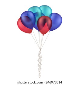 Vector Multicolored Colorful Balloons Isolated on White Background