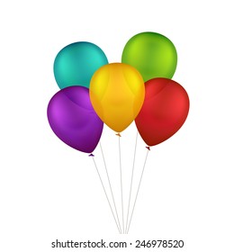 Vector Multicolored Colorful Balloons Isolated on White Background