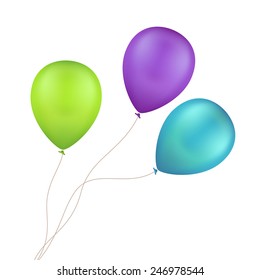 Vector Multicolored Colorful Balloons Isolated on White Background