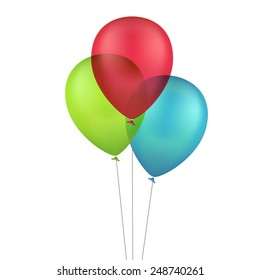 Vector Multicolored Colorful Balloons Isolated on White Background