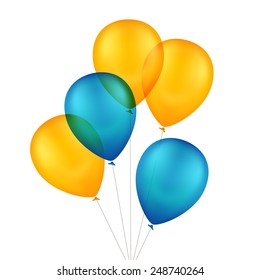 Vector Multicolored Colorful Balloons Isolated on White Background