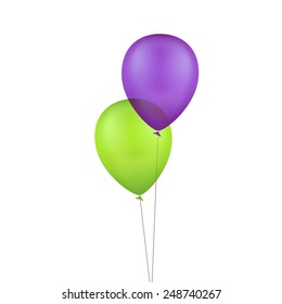 Vector Multicolored Colorful Balloons Isolated on White Background