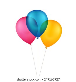 Vector Multicolored Colorful Balloons Isolated on White Background
